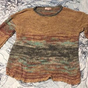 Fall Distressed Waffle Sweater